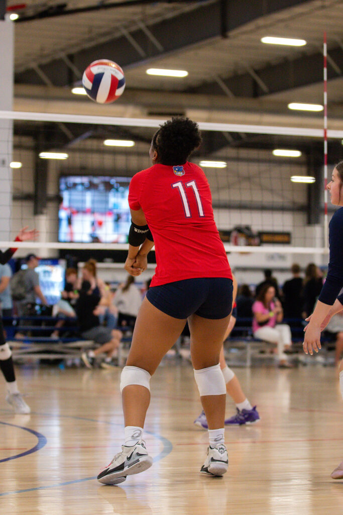 Club One volleyball athlete passes a ball at Arizona Athletic Grounds in southeast Mesa